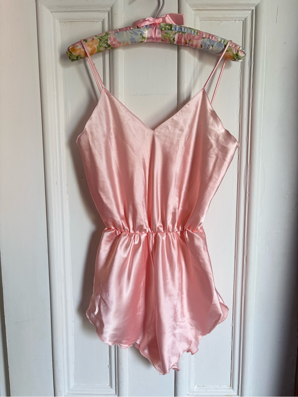 Vintage Pink Playsuit / Romper with Scalloped Edges